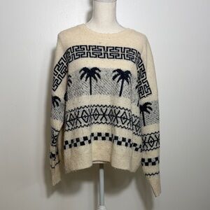 Sundry Cream and Black Patterned Sweater Size 4